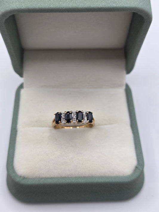 9ct gold sapphire and diamond ring
