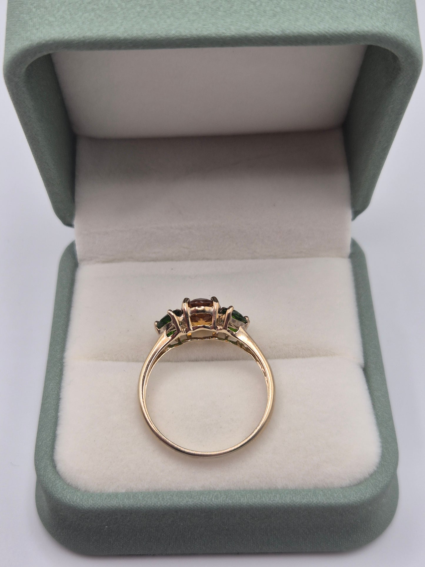 9ct gold citrine and diopside ring