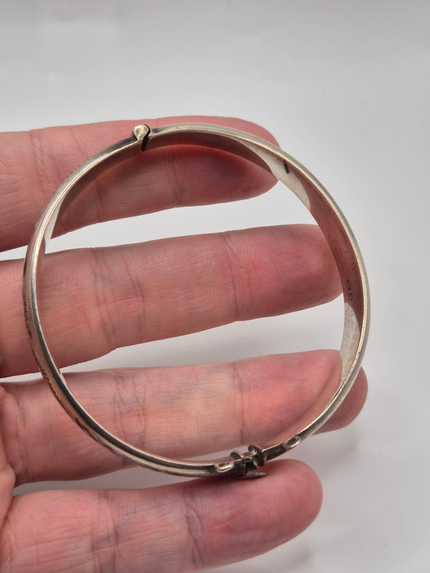 Vintage engraved silver bangle