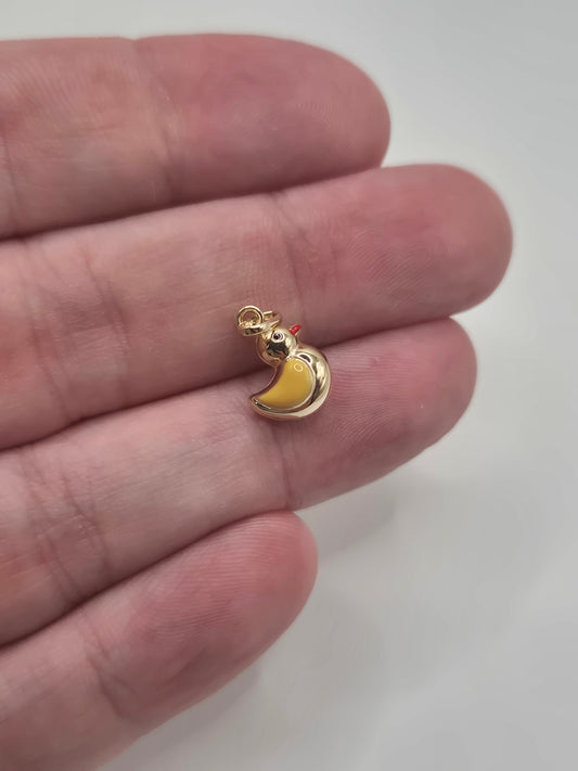 9ct gold enamelled duck charm