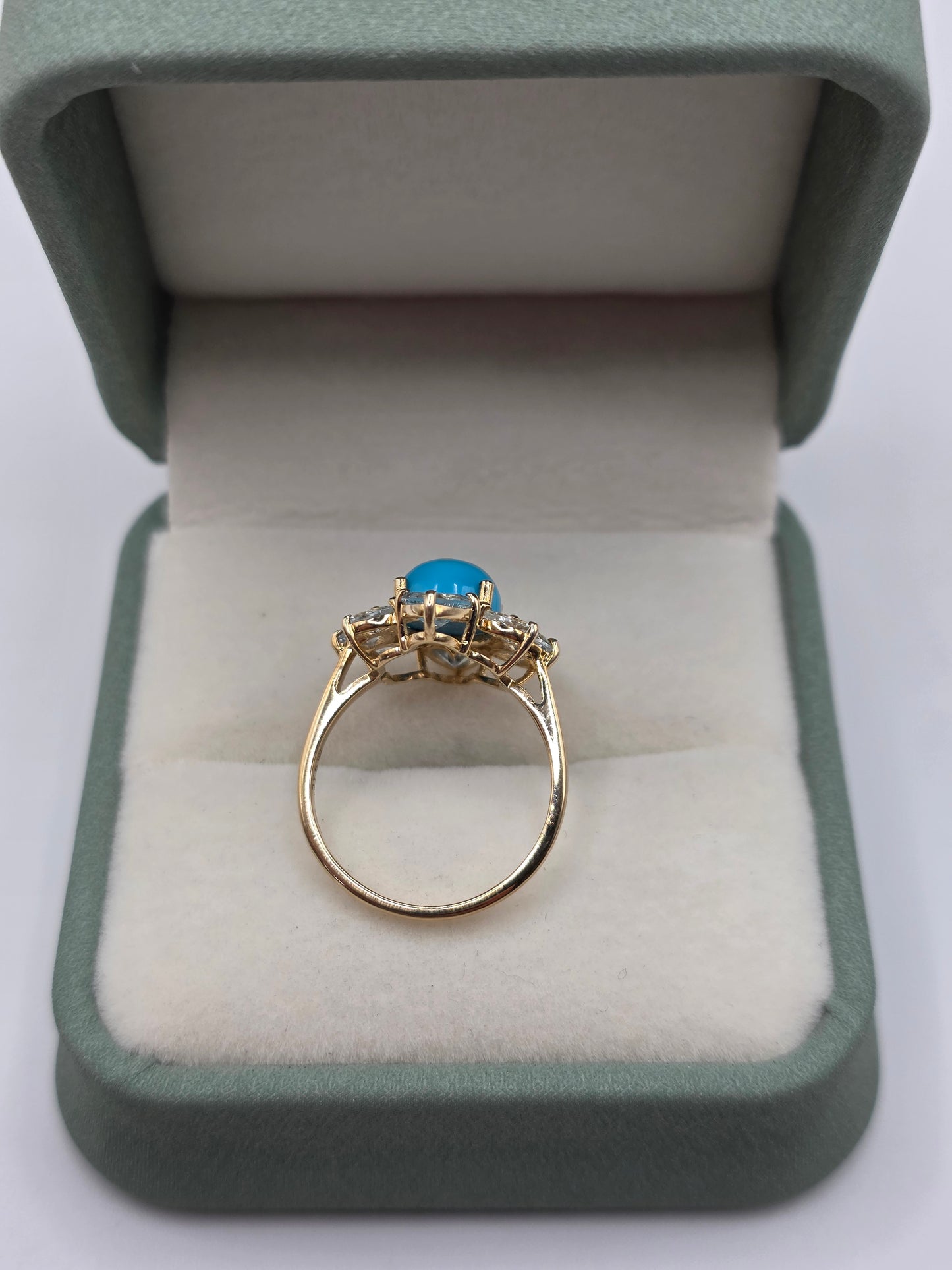 9ct gold turquoise and aquamarine ring