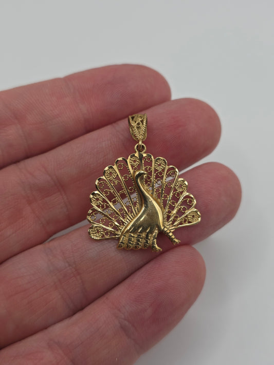 9ct gold peacock pendant