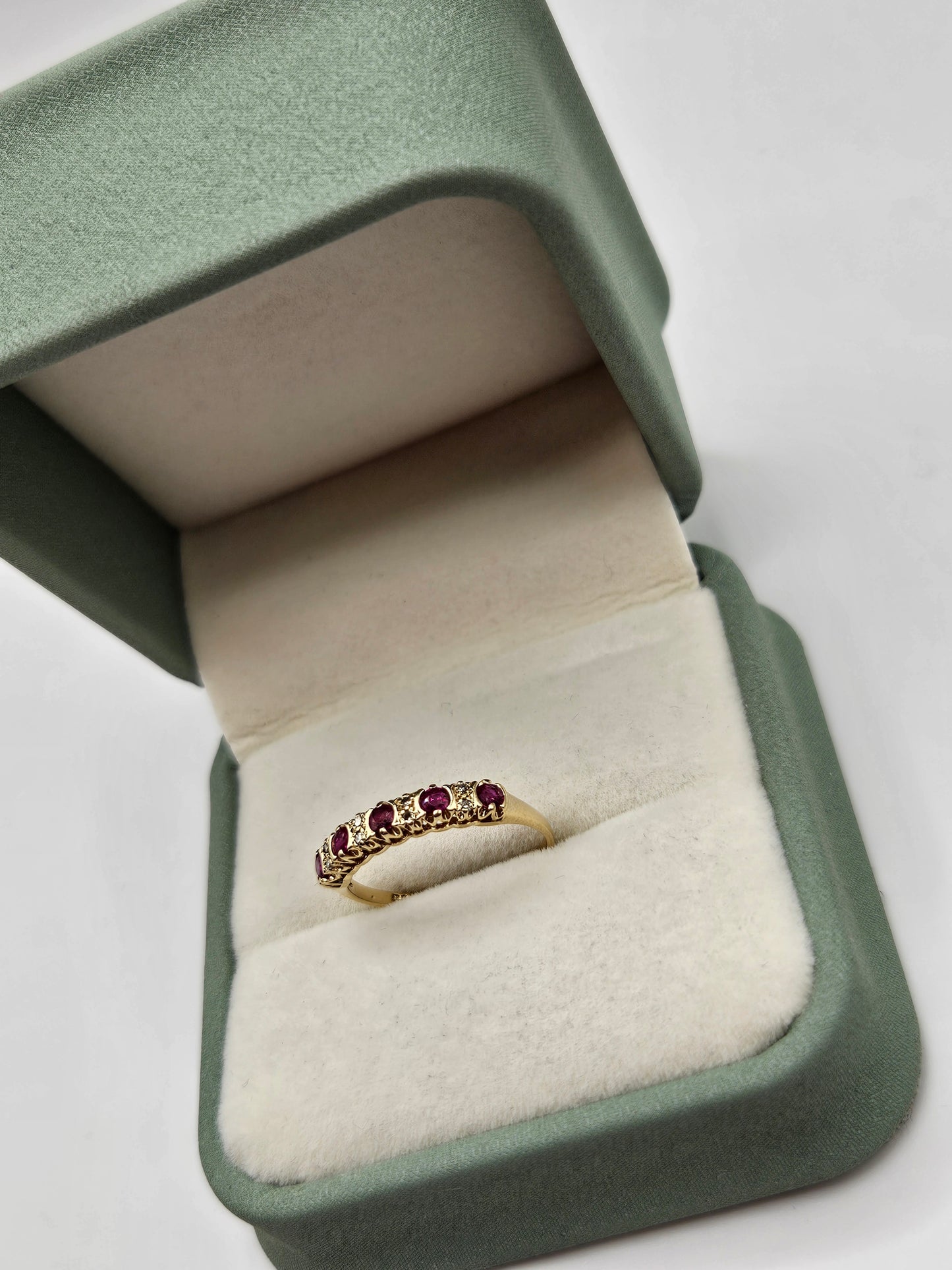 9ct gold ruby and diamond ring