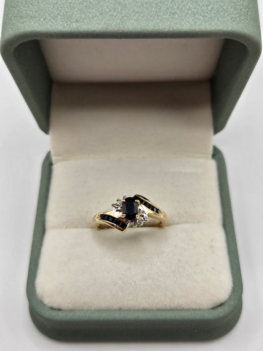 9ct gold sapphire and diamond ring