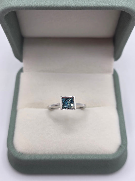 9ct white gold blue diamond ring