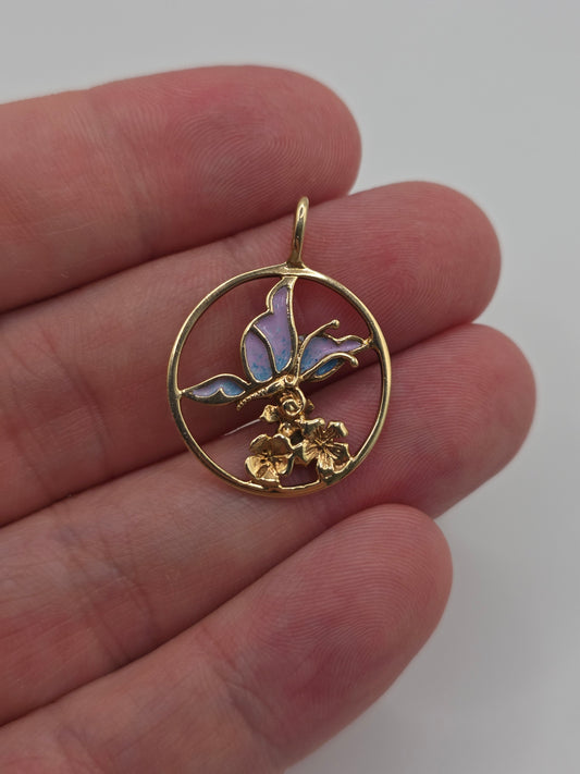 Norman grant 9ct gold enamel pendant
