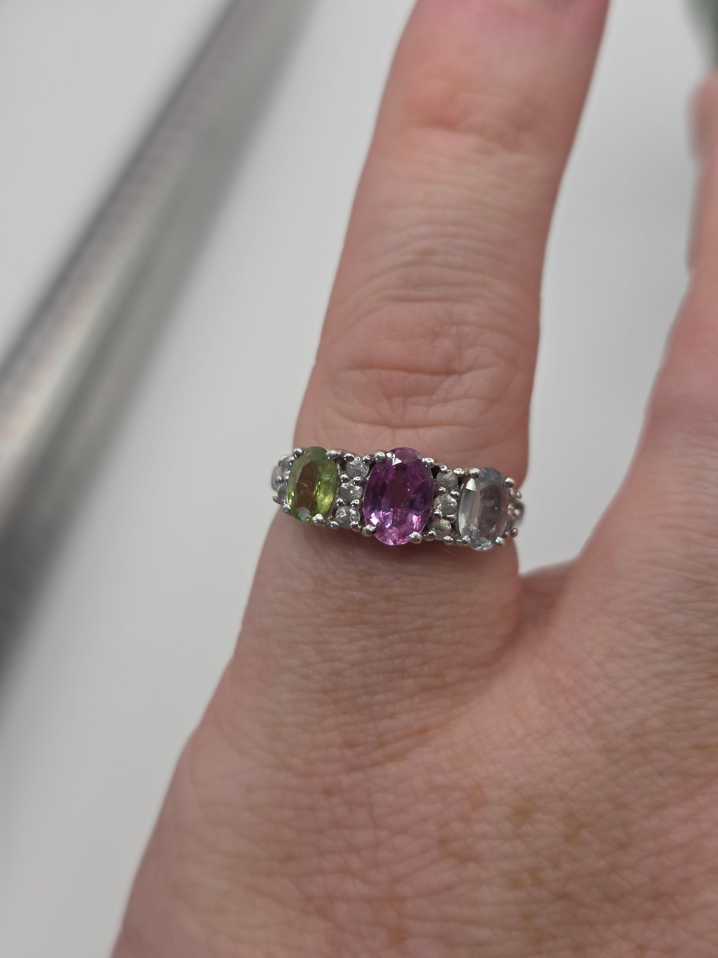 9ct white gold multigem ring