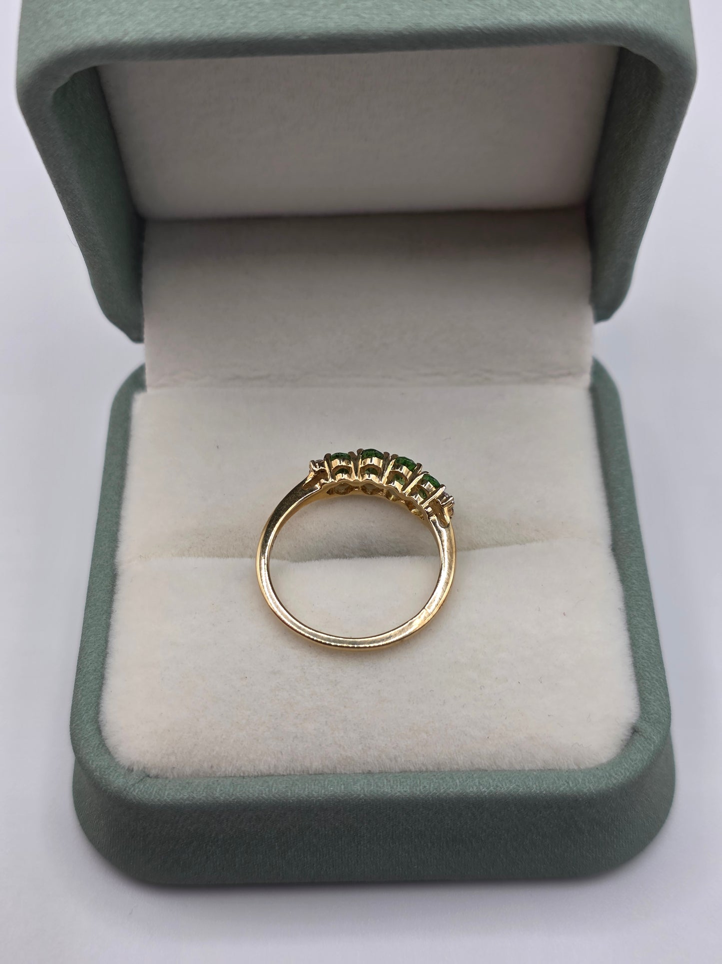 9ct gold tsavrite garnet and zircon ring