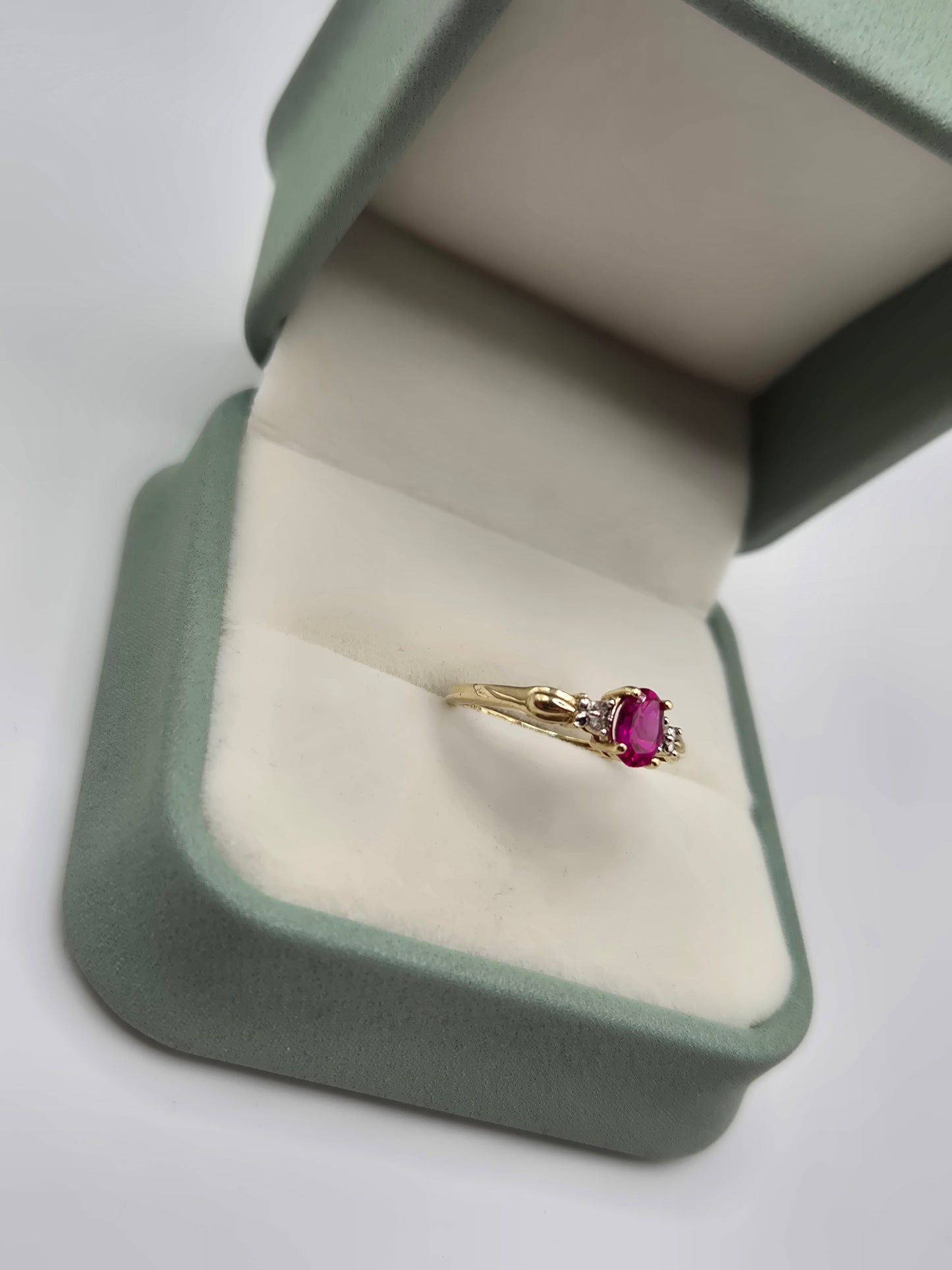 9ct gold ruby and diamond ring