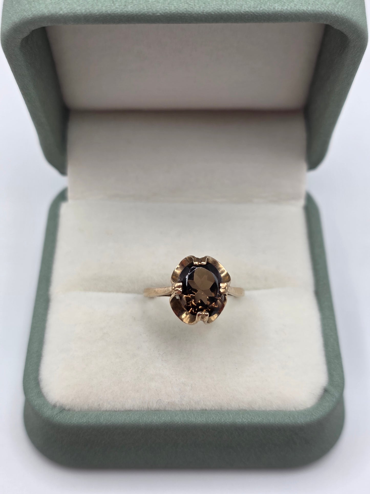 9ct gold smokey quartz ring