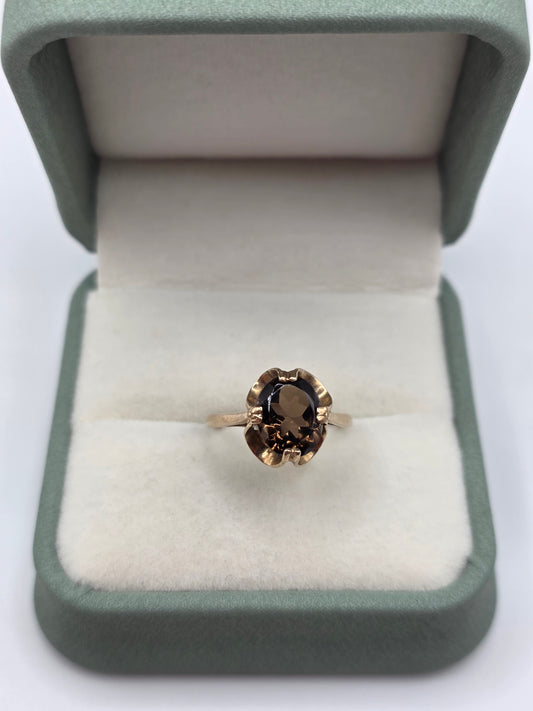 9ct gold smokey quartz ring