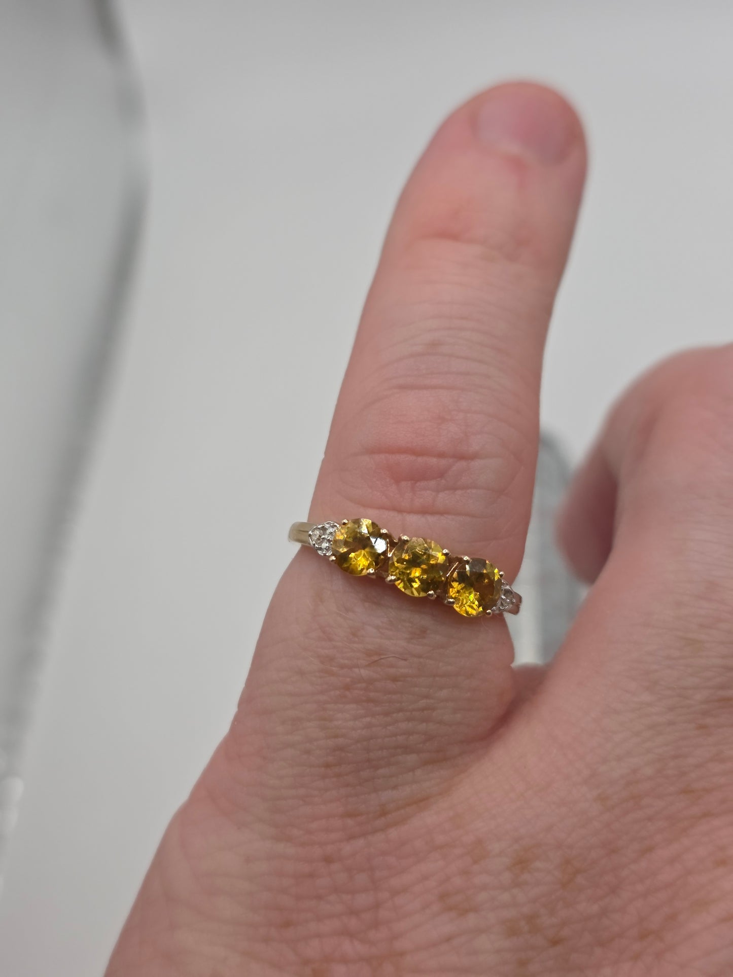9ct gold quartz and diamond ring