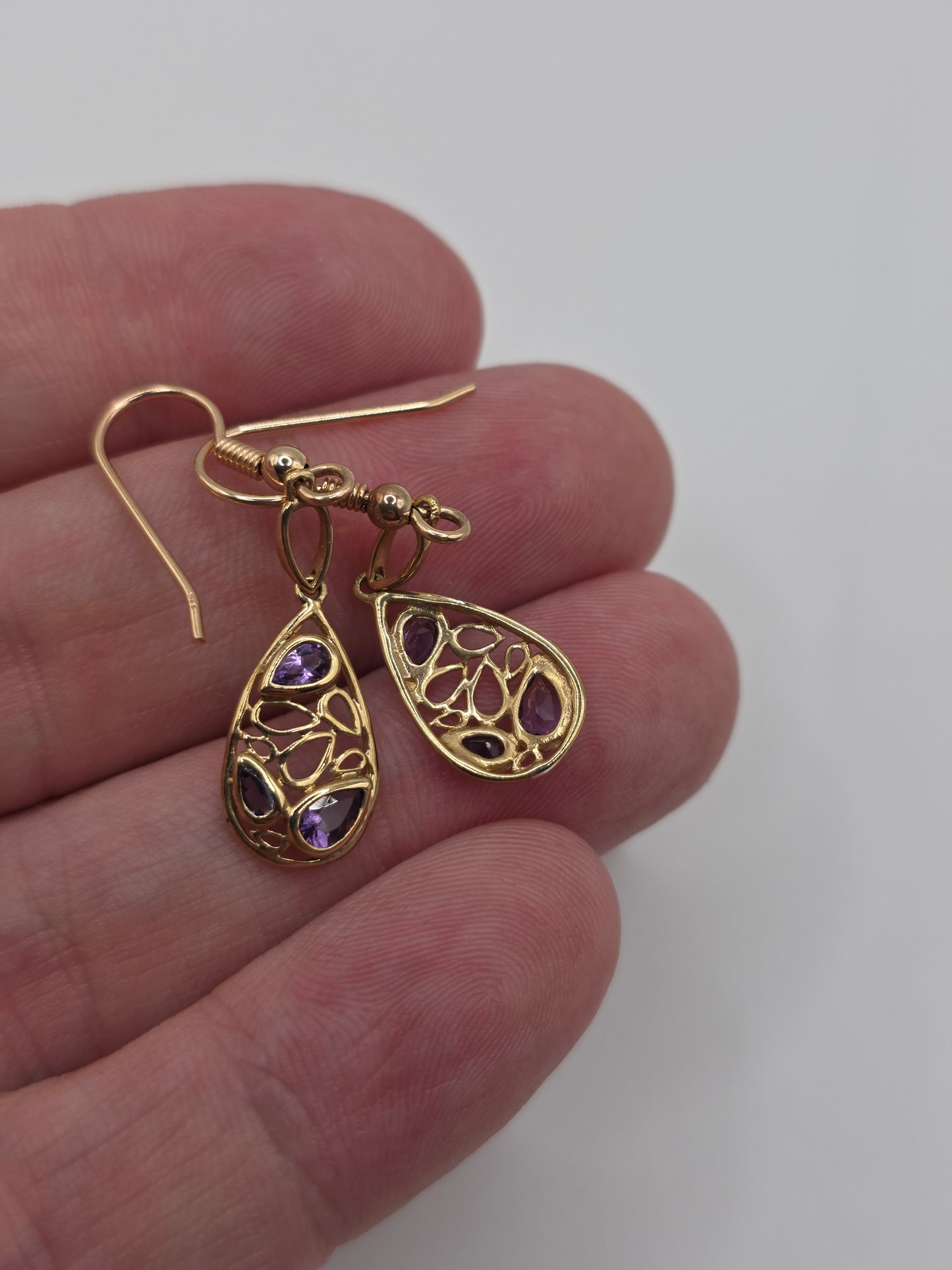 9ct gold amethyst and iolite earrings
