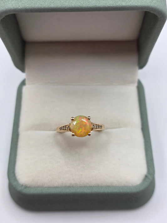 9ct gold opal and diamond ring