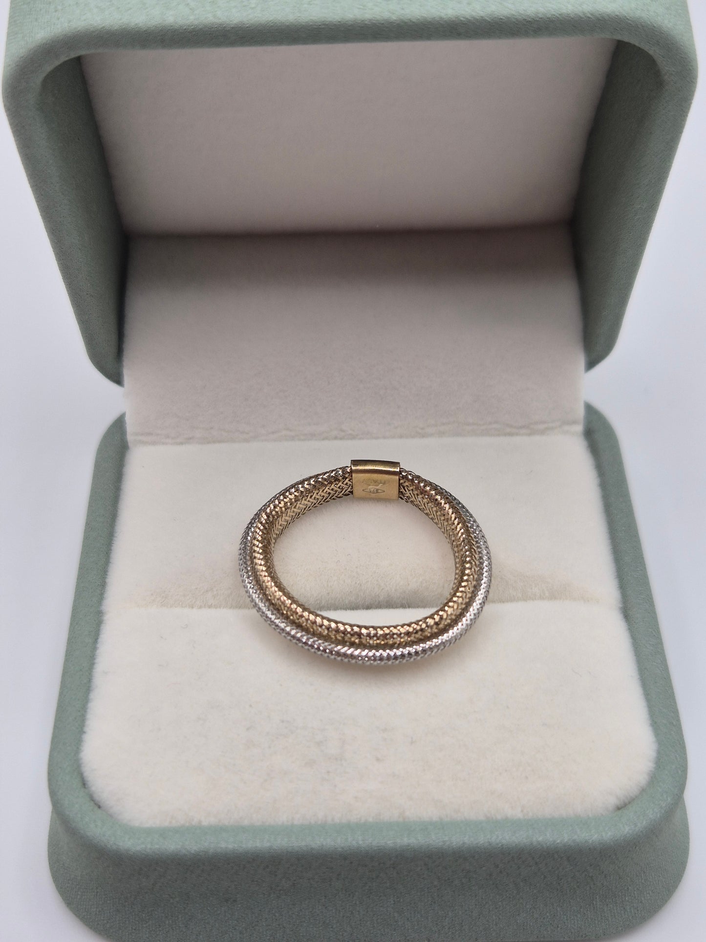 9ct teo tone gold mesh ring