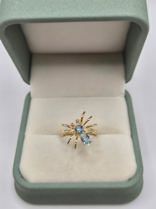 9ct gold topaz and diamond spider ring
