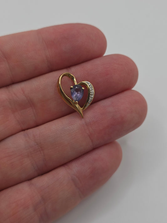 9ct gold tanzanite and diamond pendant