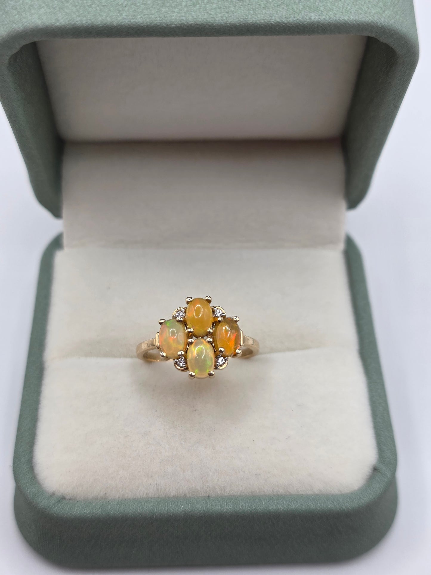 9ct gold opal and zircon ring