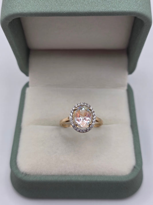 9ct gold topaz and zircon ring