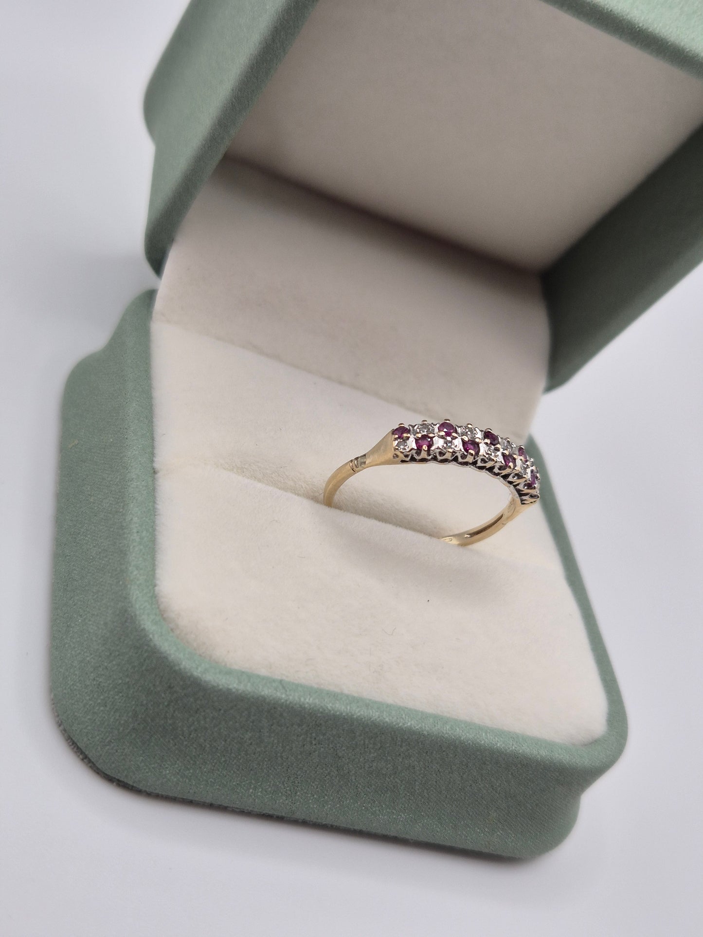 9ct gold ruby and diamond ring