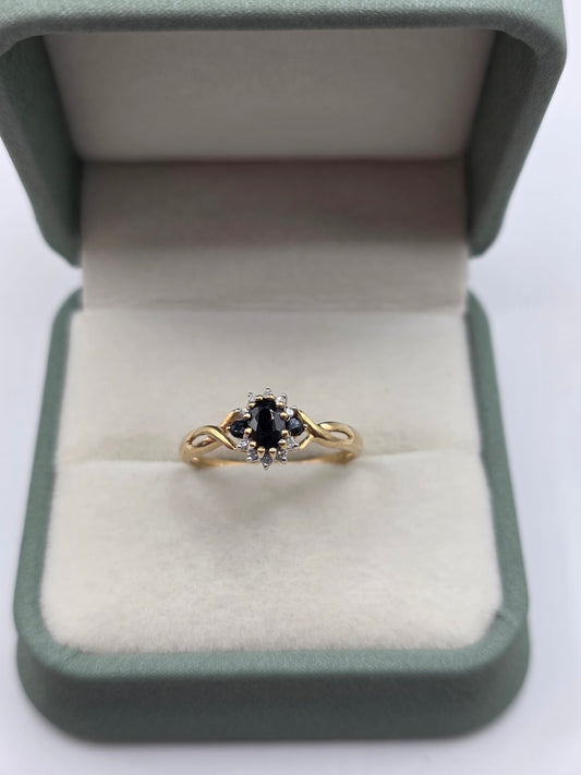 9ct gold sapphire and diamond ring