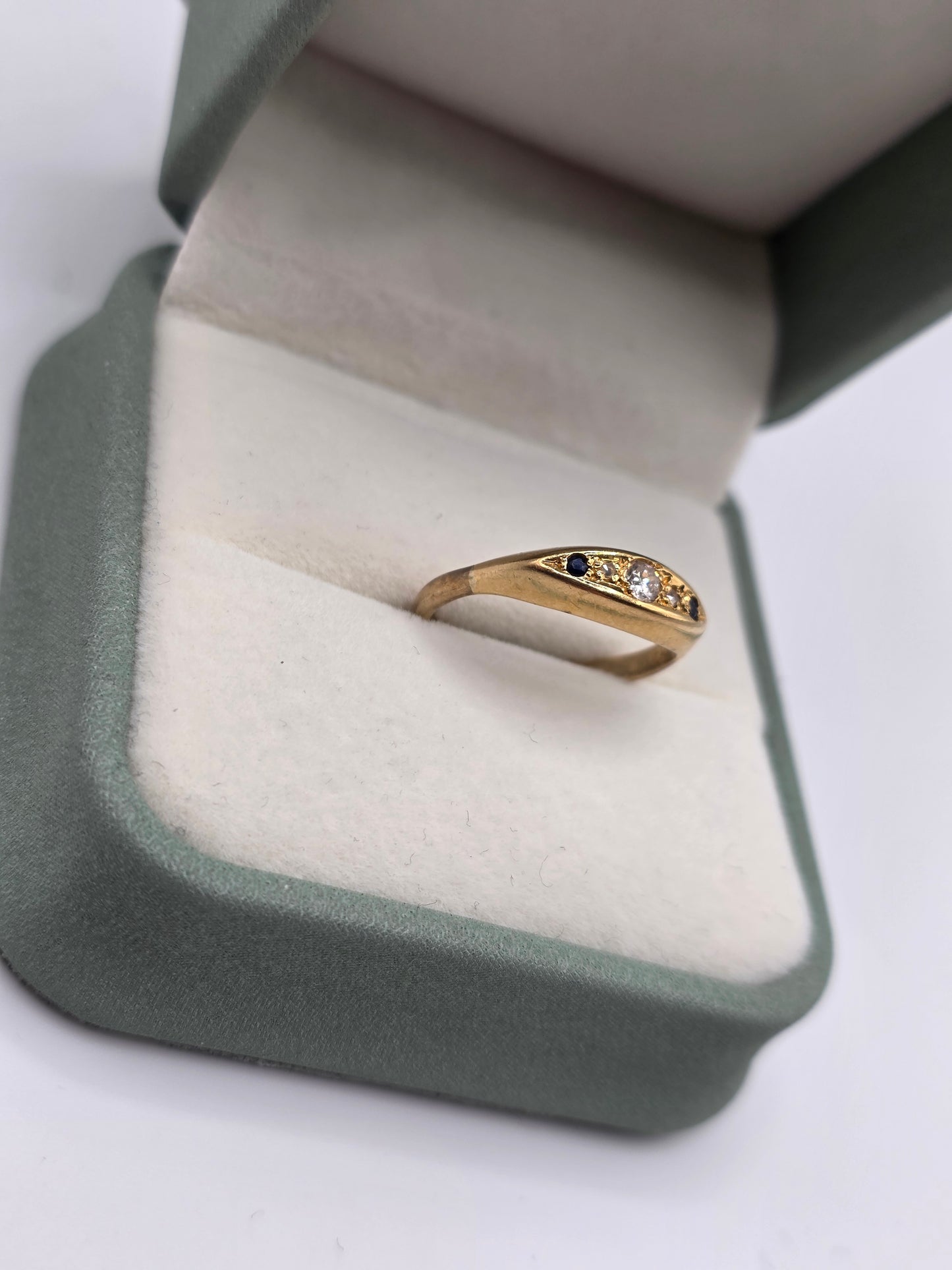 9ct gold sapphire and diamond gypsy ring