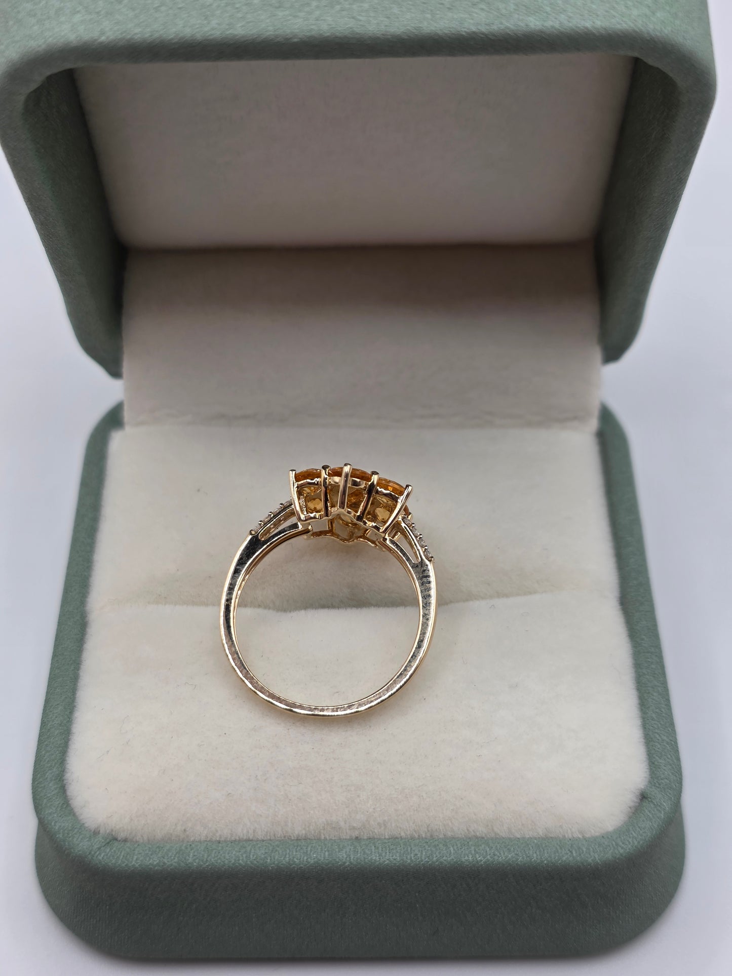 9ct gold yellow tourmaline and white topaz ring