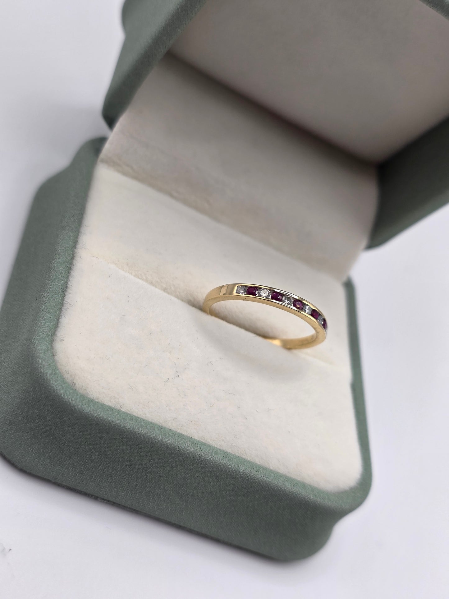 9ct gold ruby and diamond ring