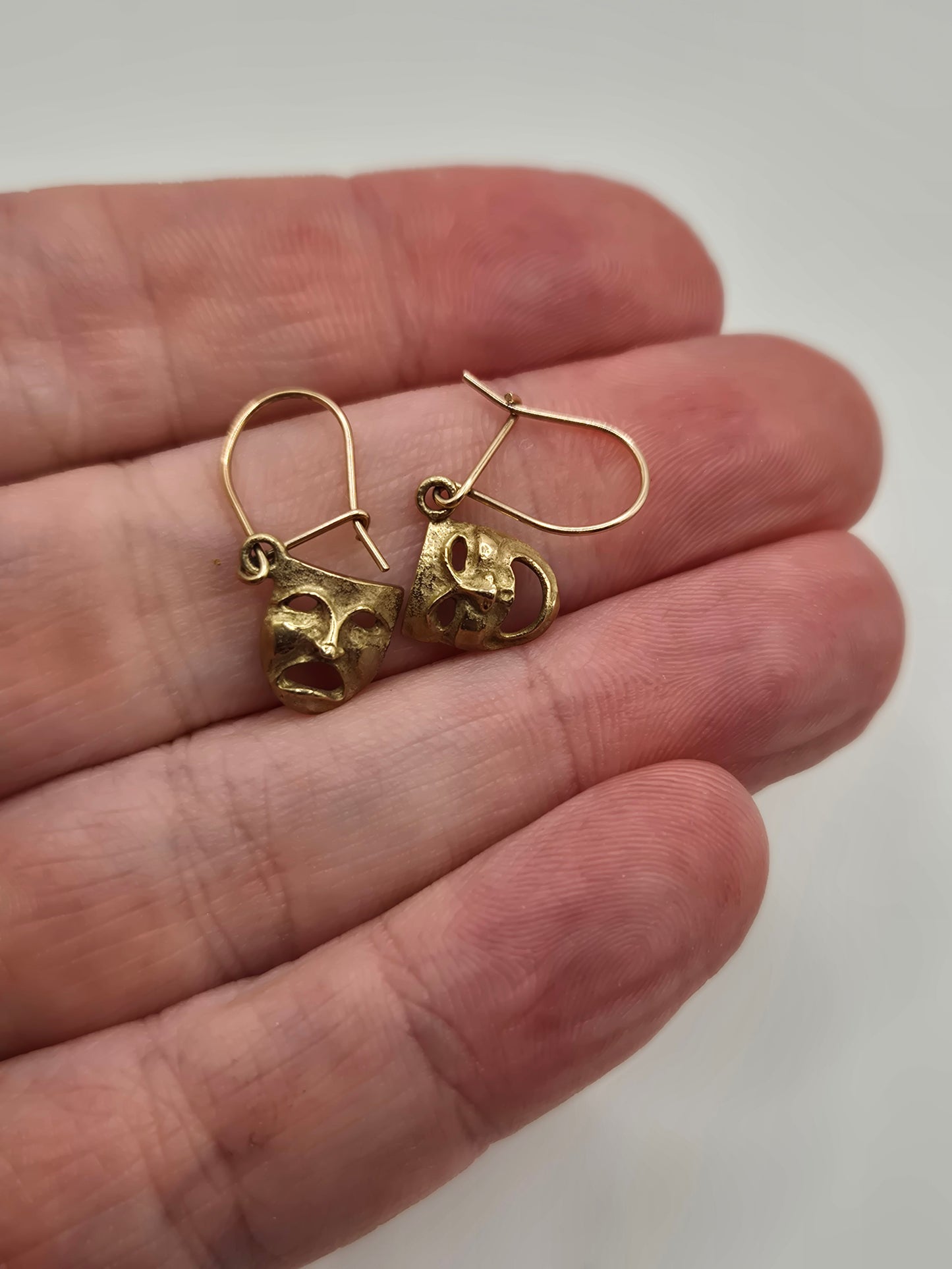 9ct gold comedy mask earrings