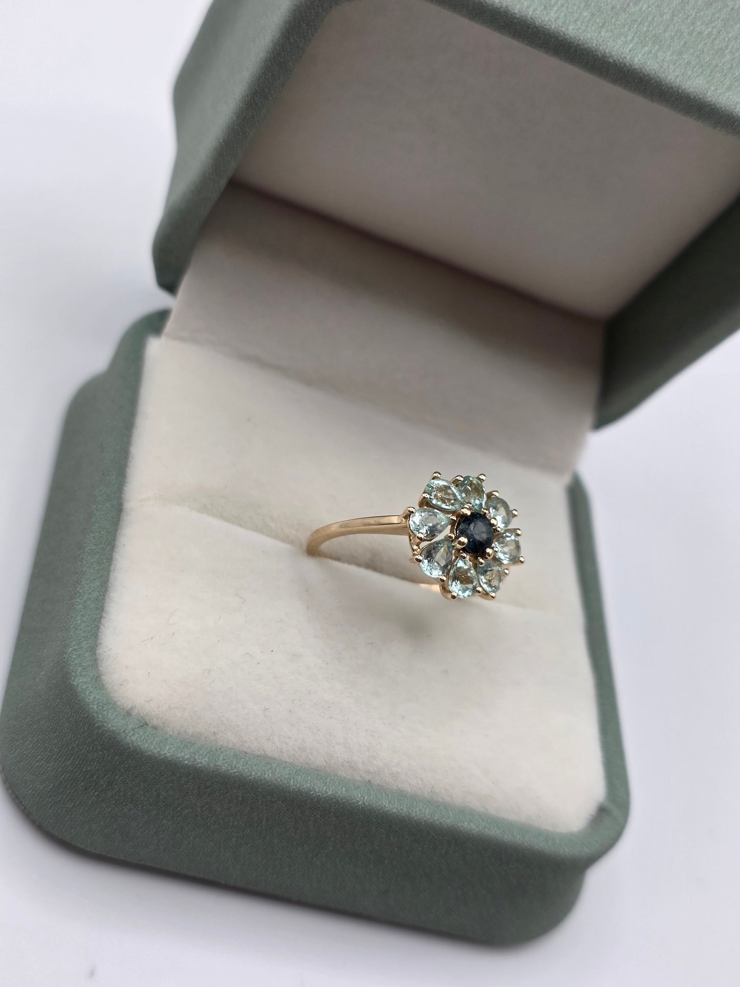 9ct gold sapphire and tourmaline ring