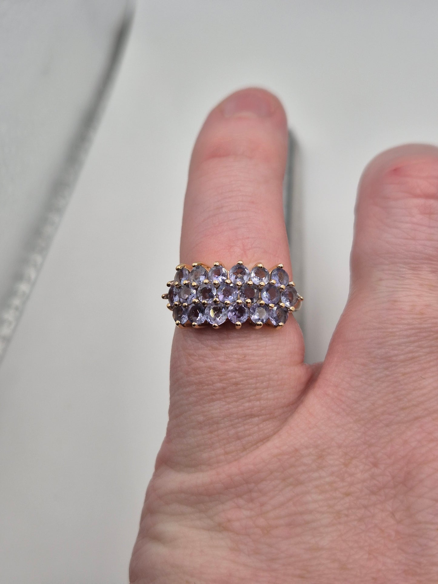 9ct gold tanzanite cluster ring