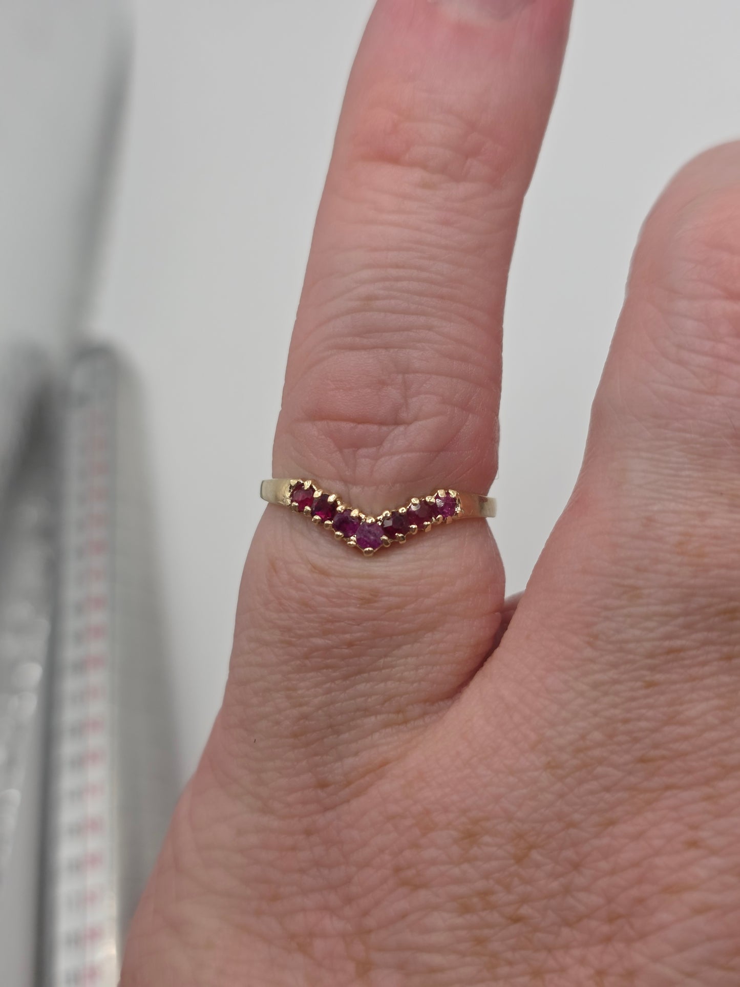 9ct gold ruby wishbone ring