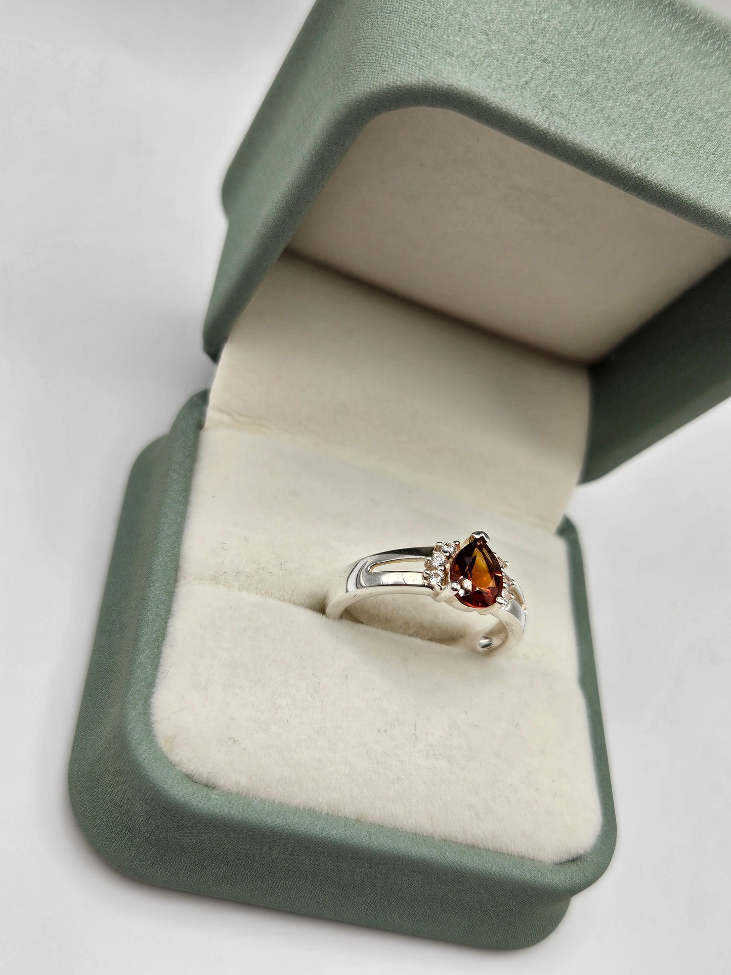 Silver garnet ring