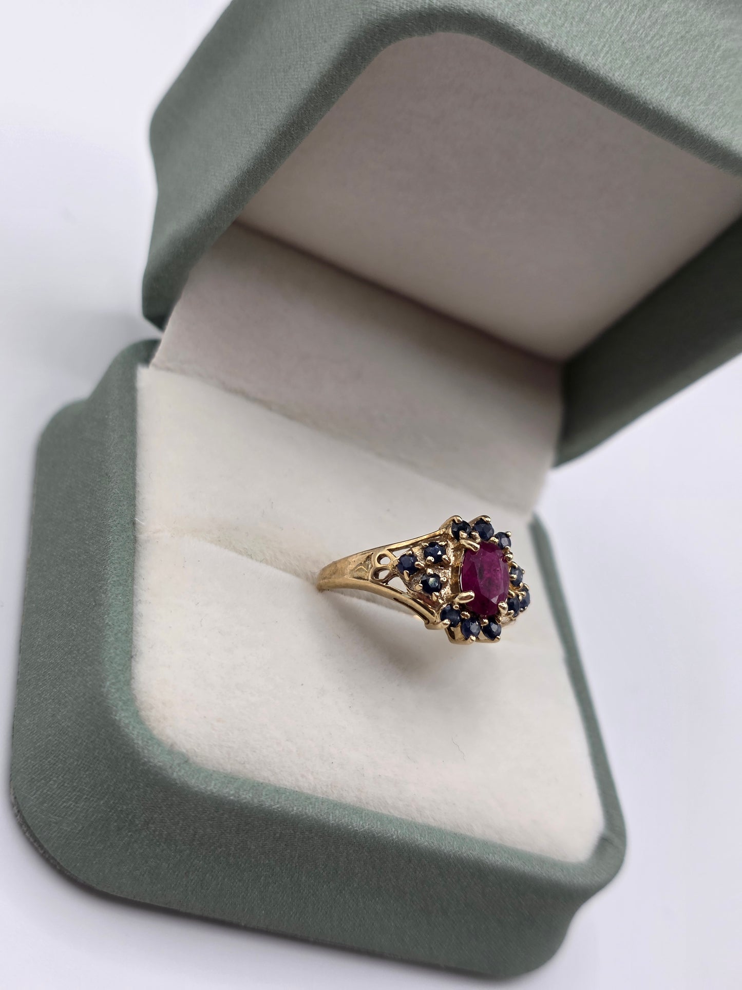 9ct gold ruby and sapphire ring