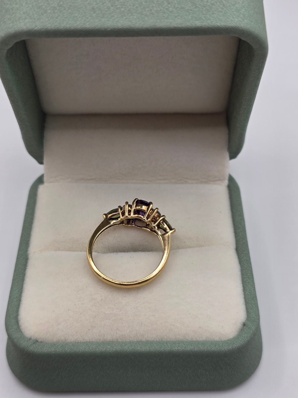 9ct gold amethyst, topaz and peridot ring