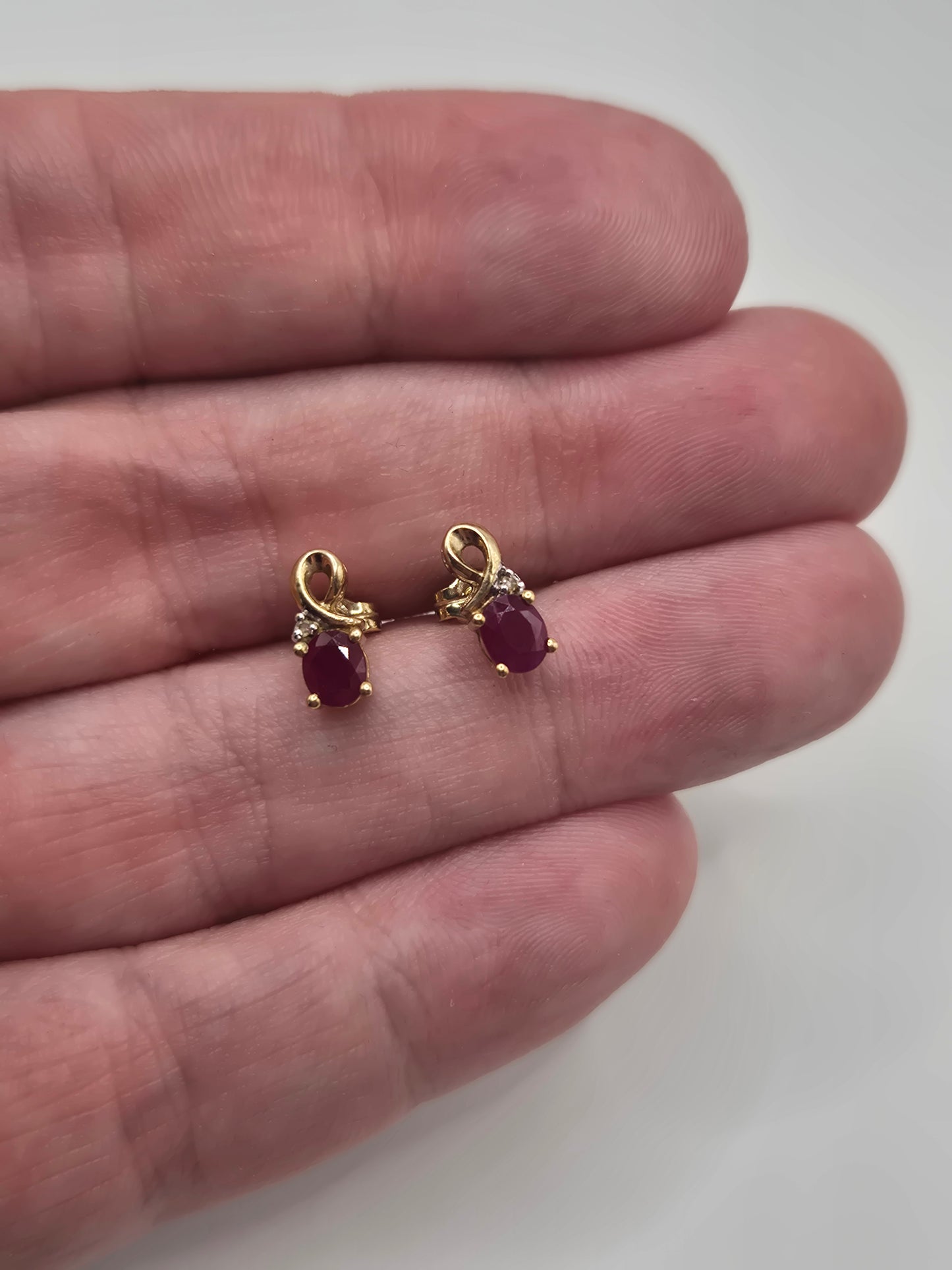 9ct gold ruby and diamond earrings