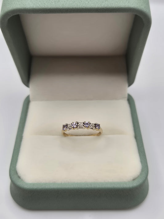 9ct gold amethyst and diamond ring