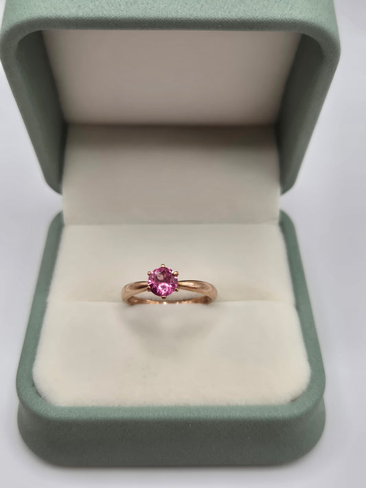 9ct rose gold pink cz ring