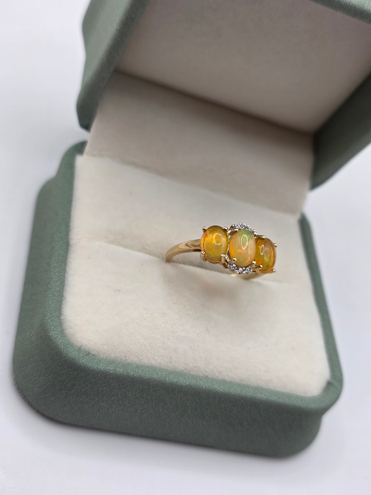 9ct gold opal and zircon ring