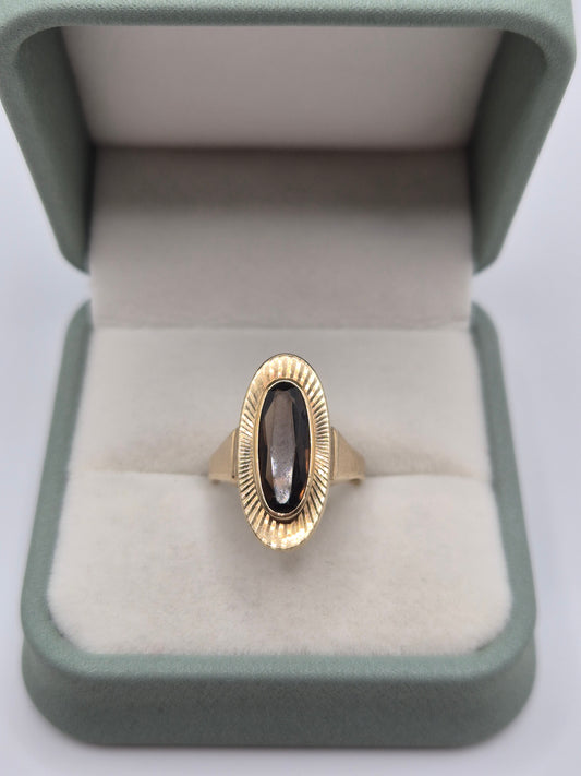 9ct gold smokey quartz ring