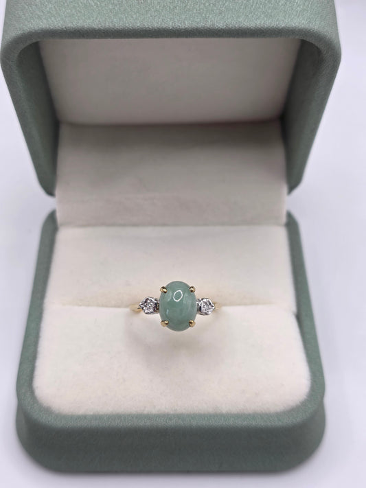 9ct gold jade and diamond ring