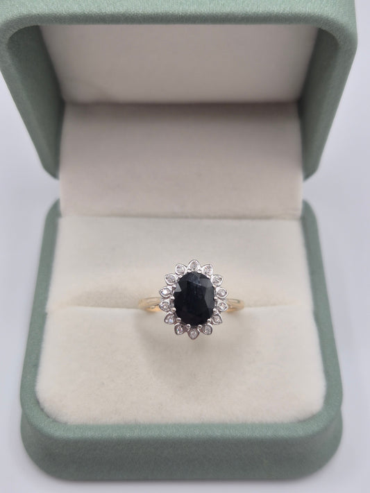 9ct gold sapphire and diamond ring