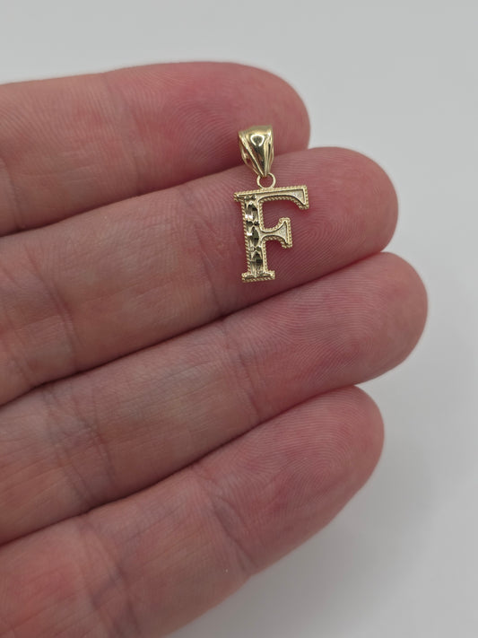 9ct gold initial F pendant