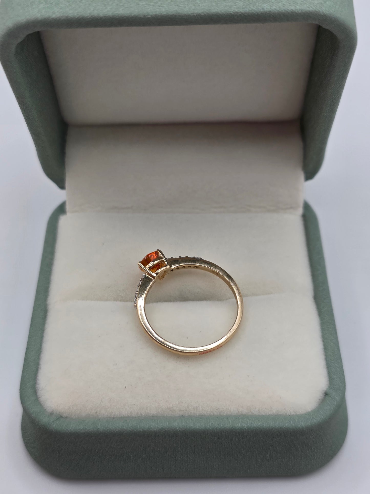 9ct gold orange garnet and white topaz ring