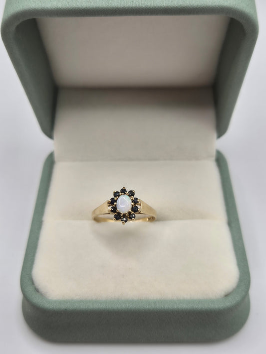 9ct gold opal and sapphire ring