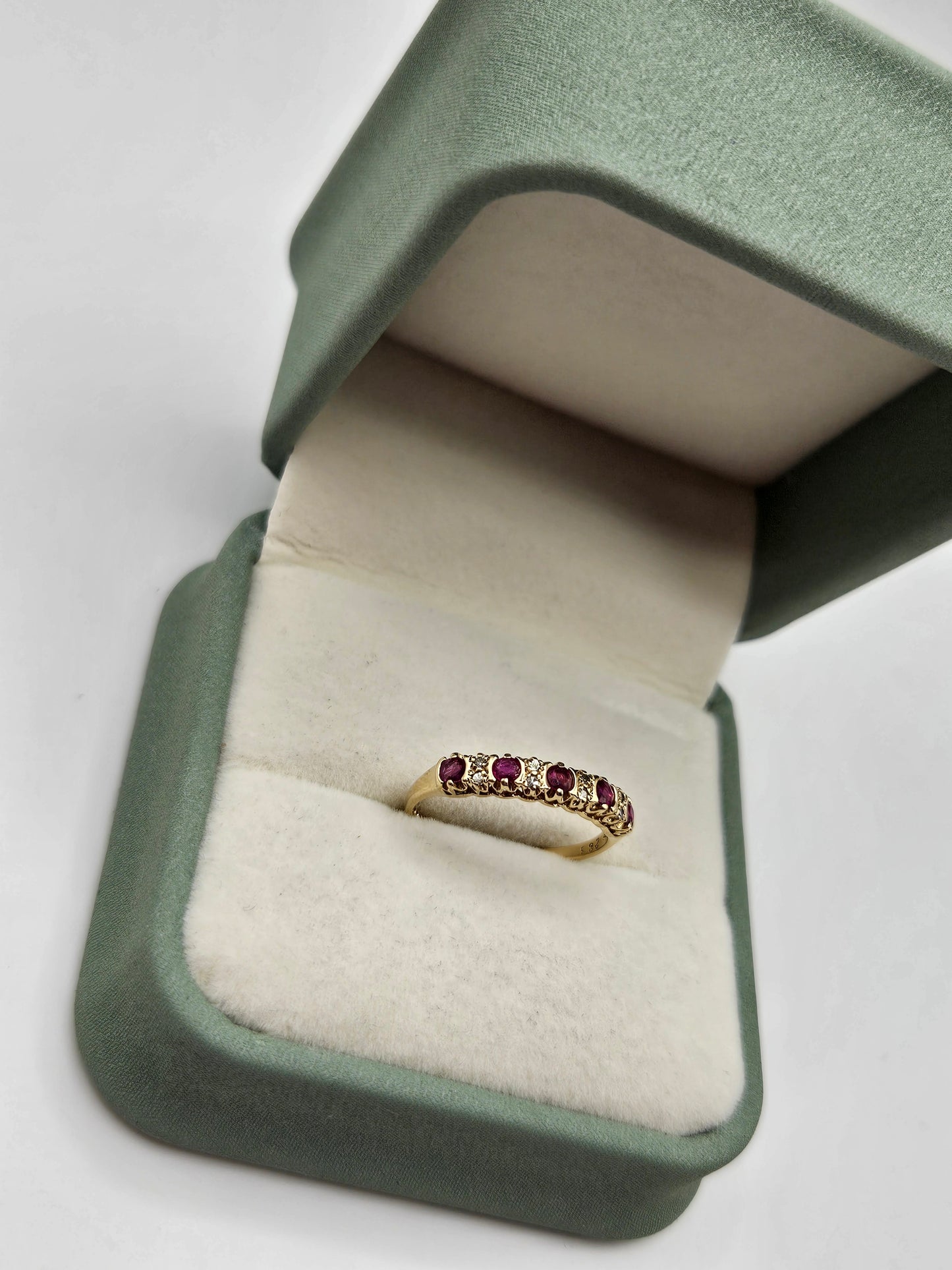 9ct gold ruby and diamond ring