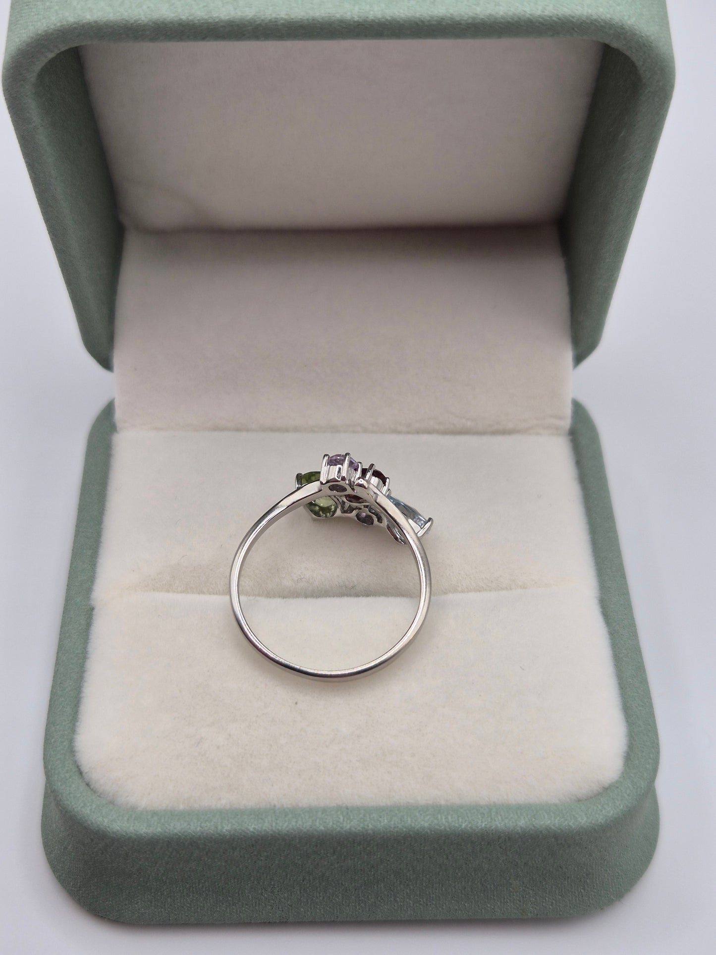 9ct white gold multigem ring