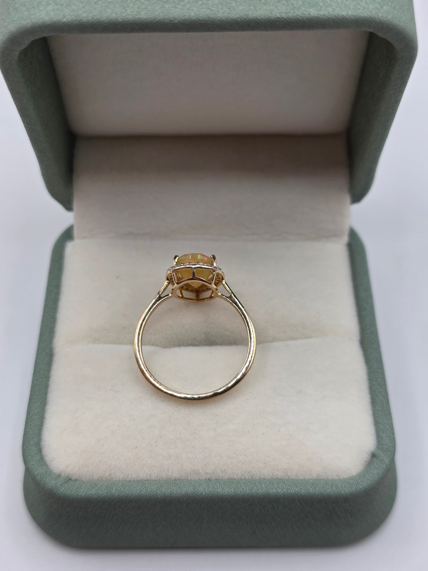 9ct gold opal and white zircon ring