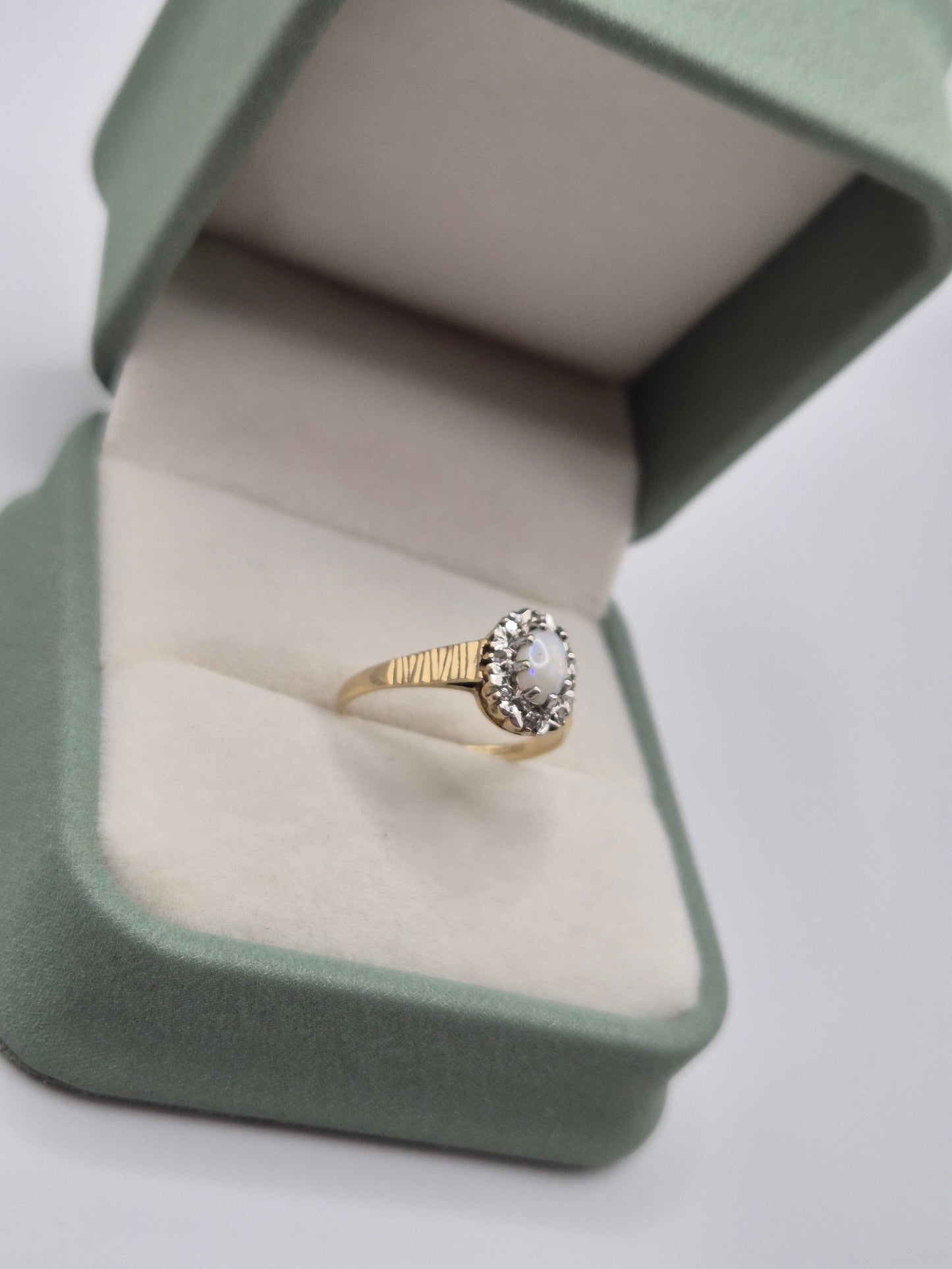 9ct gold opal and diamond ring