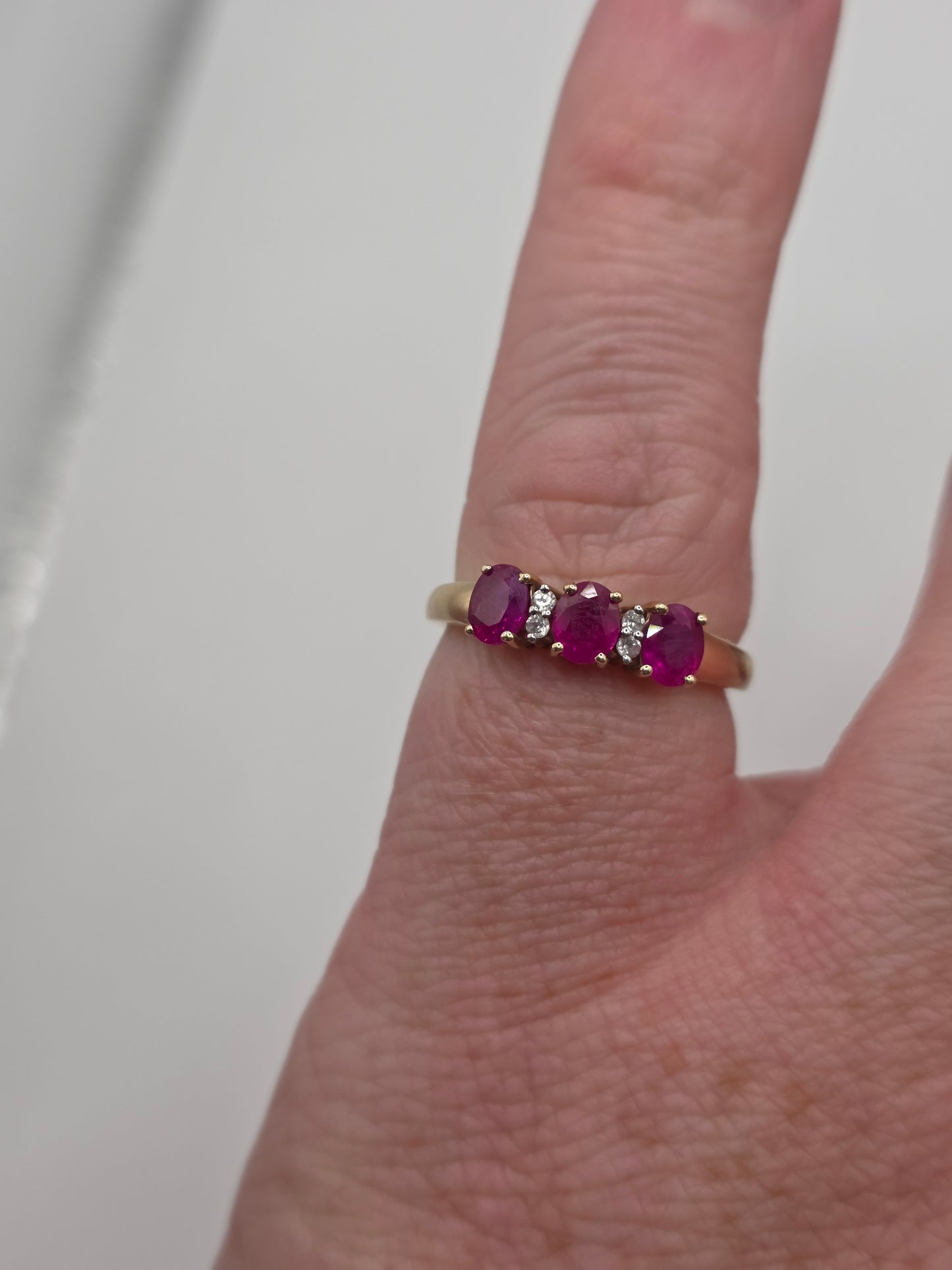 9ct gold ruby and white zircon ring